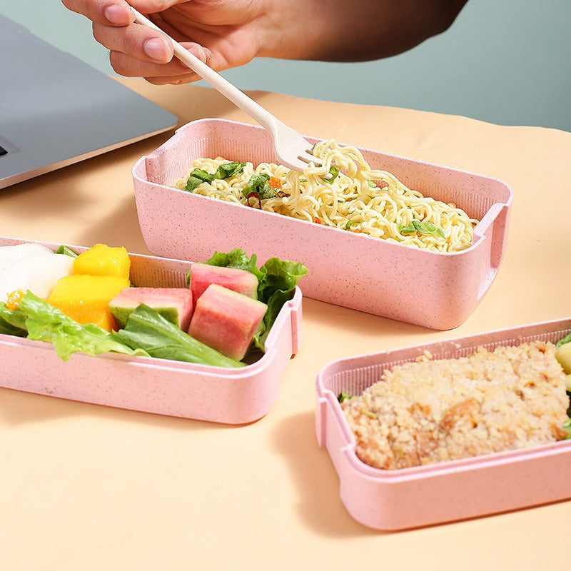Wheat Straw Lunch Box Three-layer Sealed