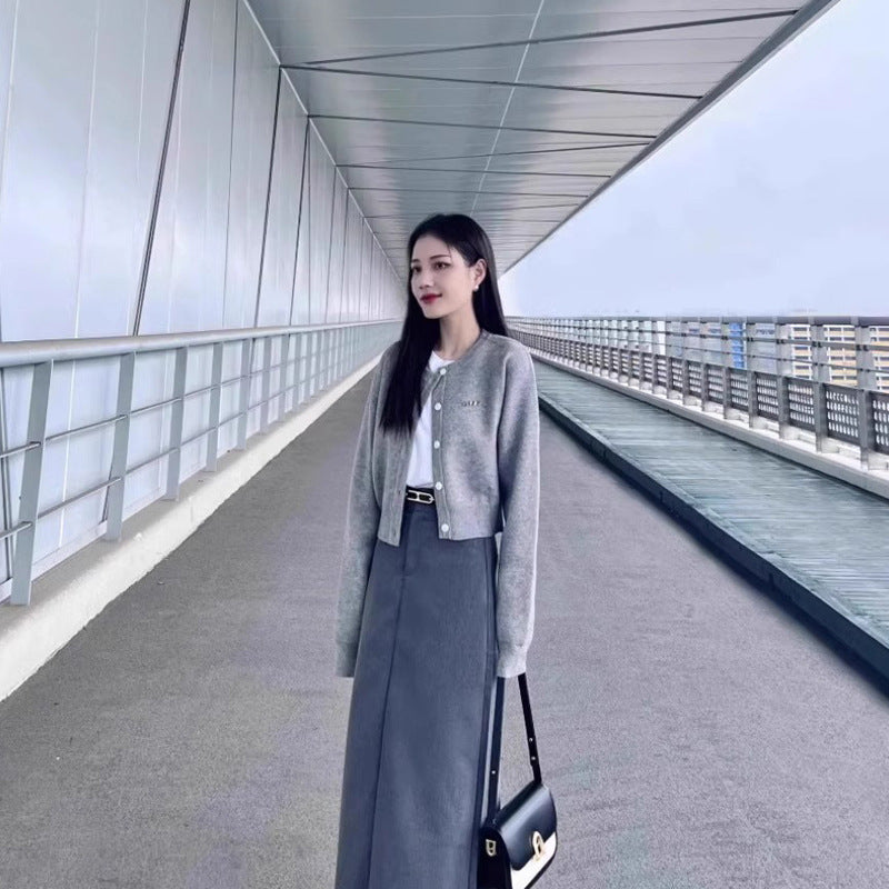 Knitted Sweater Long Sleeve Top Short Cardigan