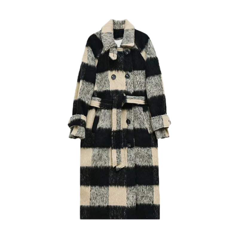 Winter Plaid Trench Coat