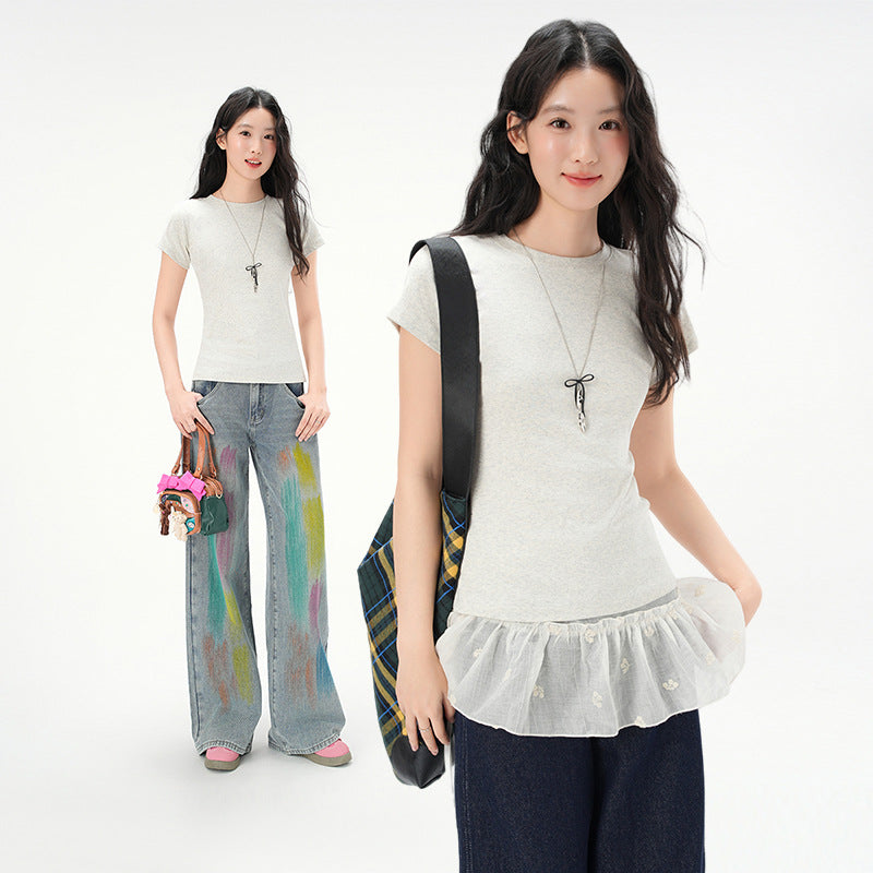 Round Neck Basic Cotton Fitted Short Sleeve Tee