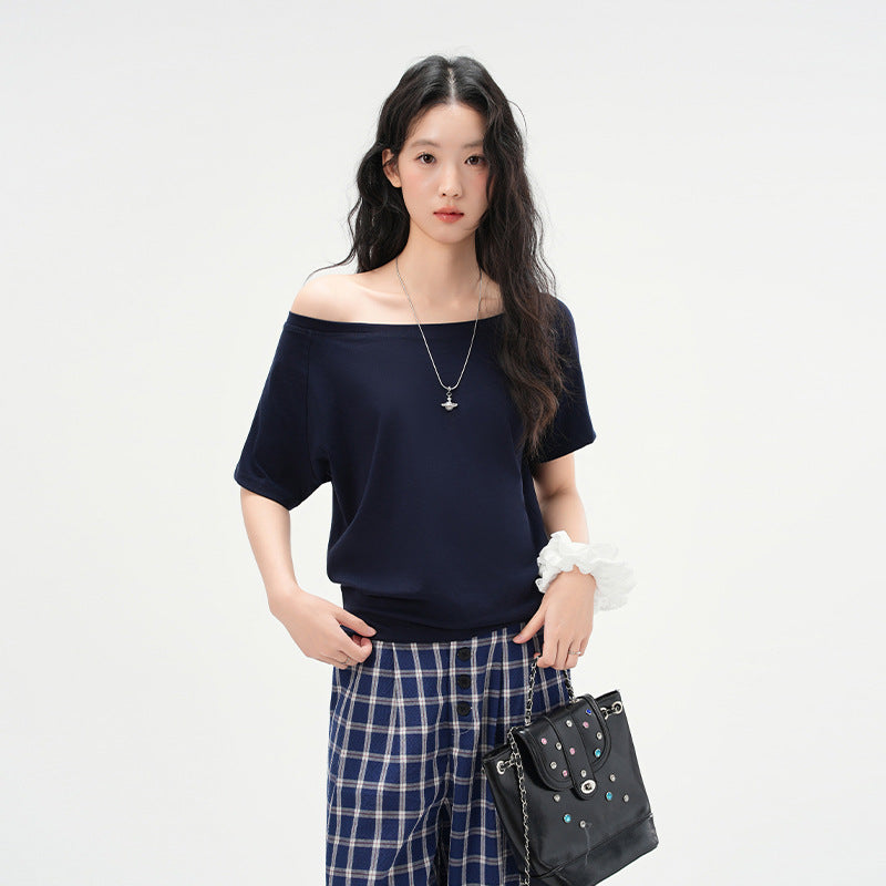 One-Shoulder Slash Neck Sleeveless Tee