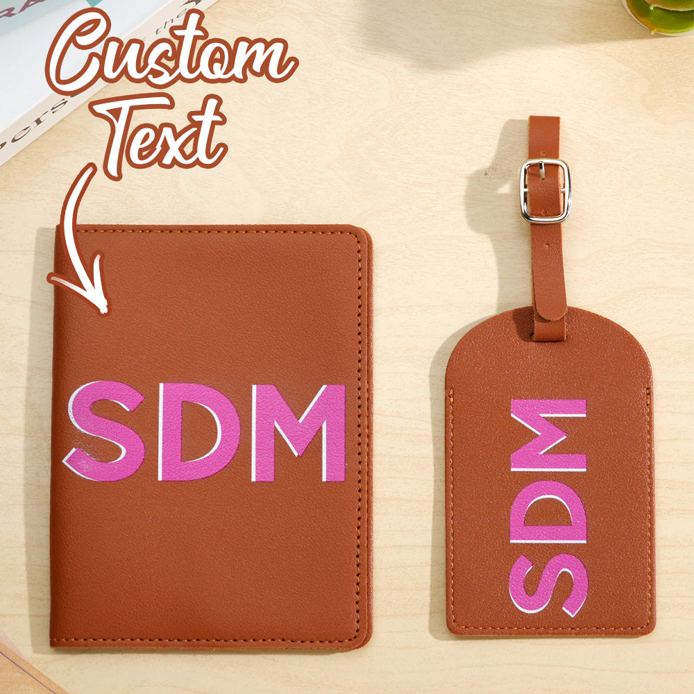 Personalized Shadow Monogram Passport Holder And Luggage Tag Set