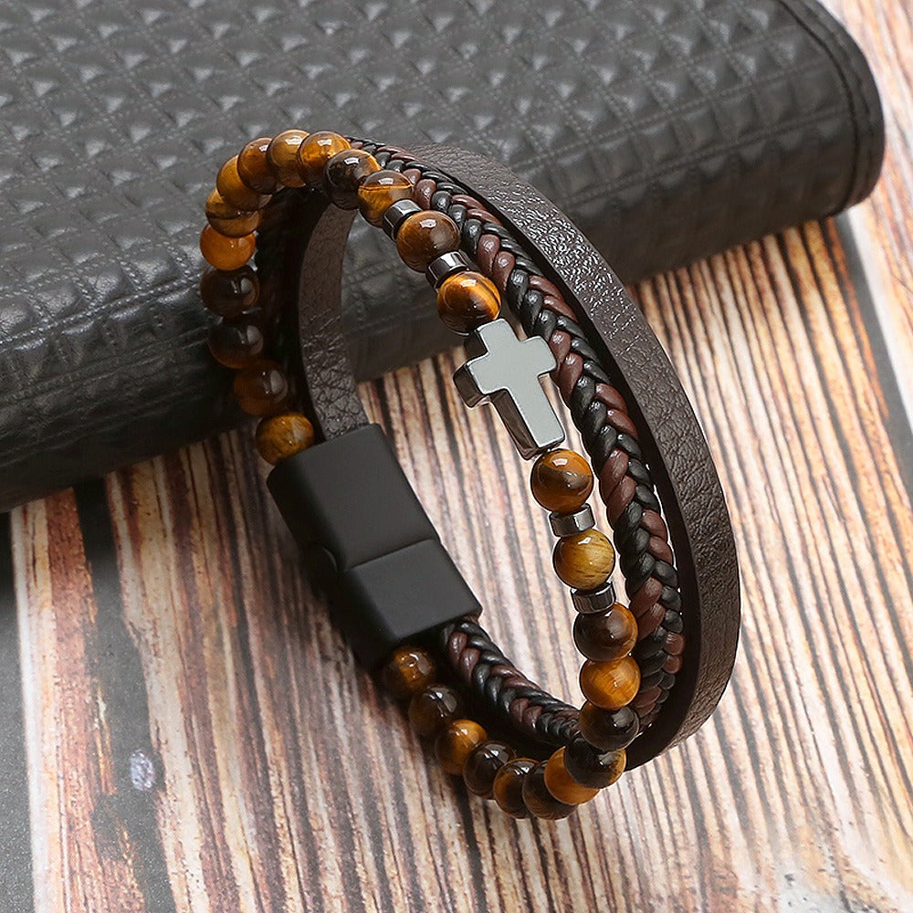 Natural Stone Stainless Steel Bracelet Tiger Eye