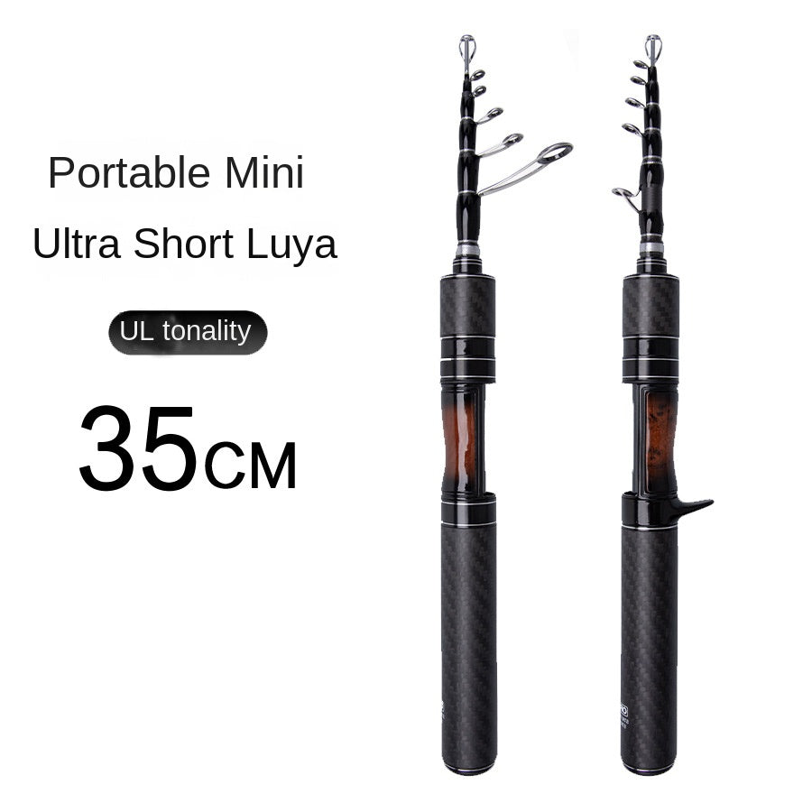 35CM Telescopic Lure Rod Ultra-short Mini Portable Carbon Fiber Sliding Float Fishing Rod