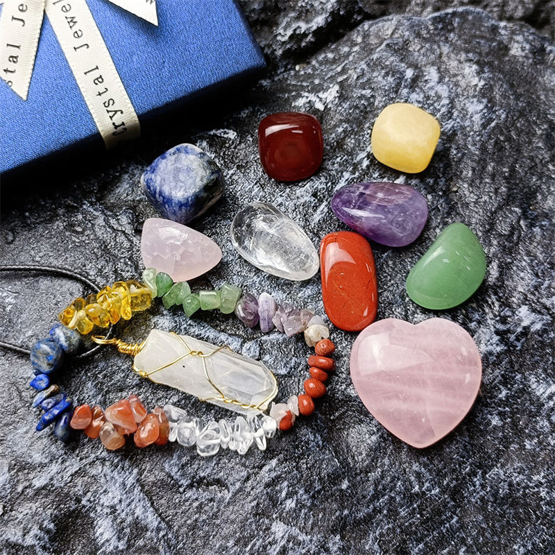 11Pcs Set Natural Healing Crystal Stone Chakras Bracelet