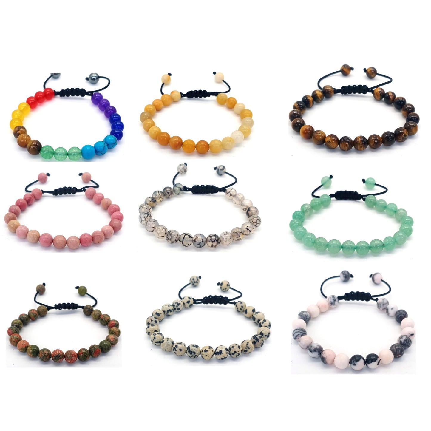 Natural Stone Beads Braided Bracelet Adjustable