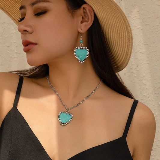 Natural Stone Coconut Tree Necklace and Earing
