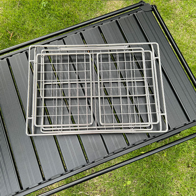 Stainless Steel Folding Basket: Drain & Wash, Ideal Camping Table Accessory
