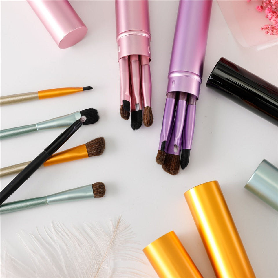5pcs Set Mini Eyeshadow and Lip Make-up Brushes On-the-Go Make up Accessories