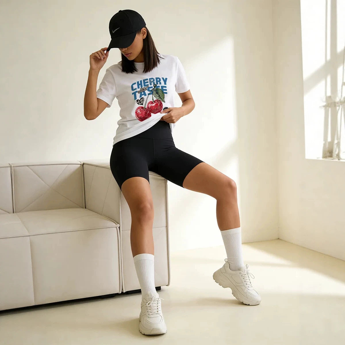Cherry Letter Printed Tee