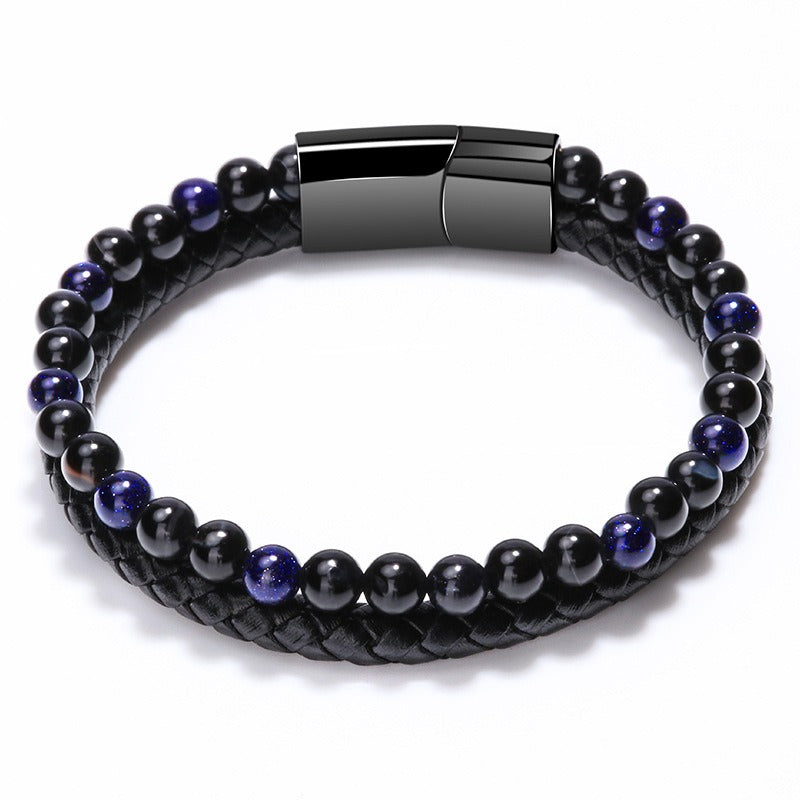 Natural Stone Tiger Eye Beaded Bracelet for Men