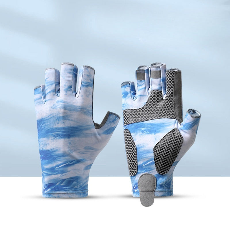 Fishing Half Finger Road Gloves Sweat Absorbent and Breathable Anti-slip and Anti Stab