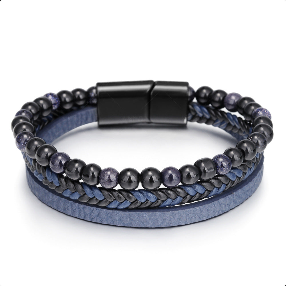 Hand Braided Leather Natural Tiger Eye Bracelet