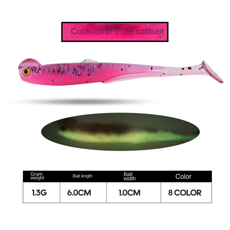 Artificial Bait Rooster Tail Soft Bait 6cm 1.3g Dual-Color Soft Fish