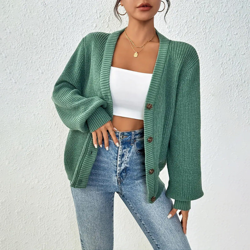 Knit Cardigan V-Neck Sweater