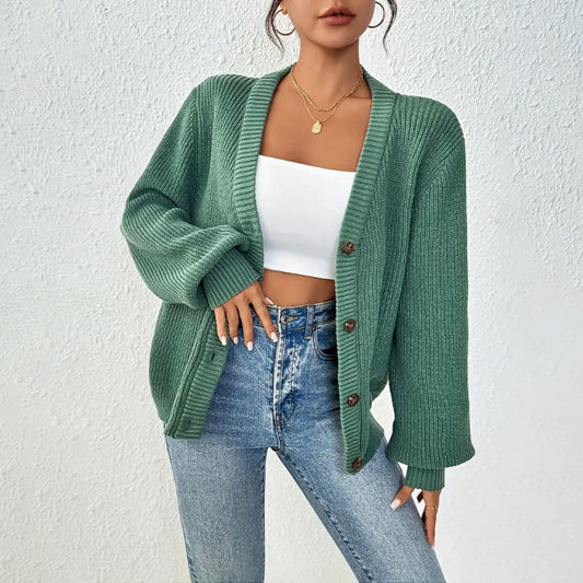 Knit Cardigan V-Neck Sweater