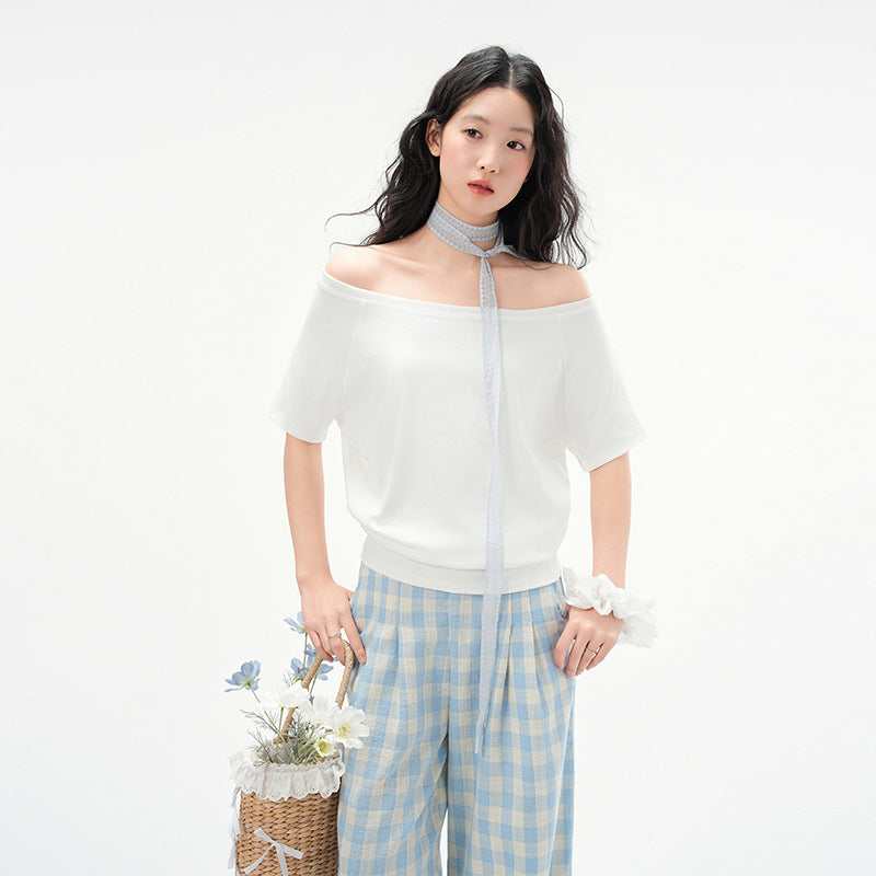 One-Shoulder Slash Neck Sleeveless Tee