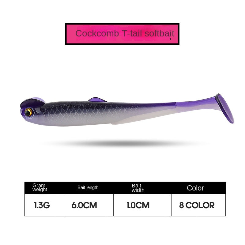 Artificial Bait Rooster Tail Soft Bait 6cm 1.3g Dual-Color Soft Fish