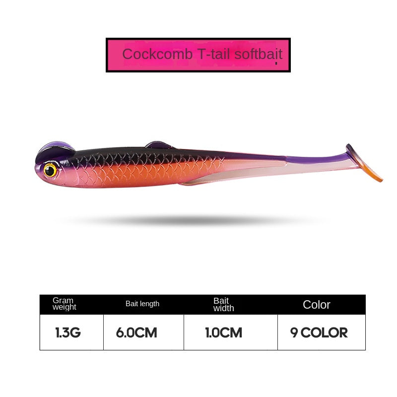 Artificial Bait Rooster Tail Soft Bait 6cm 1.3g Dual-Color Soft Fish