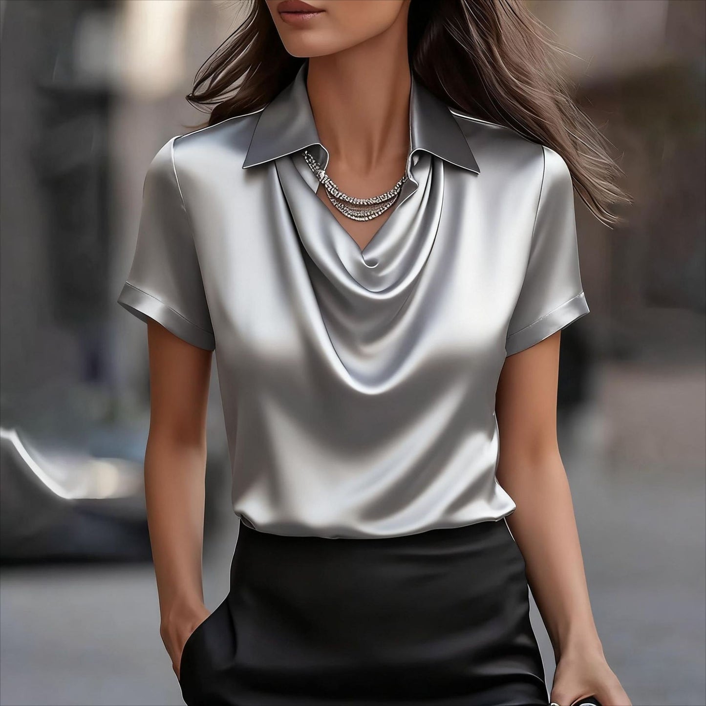 Long sleeved Lapel Top