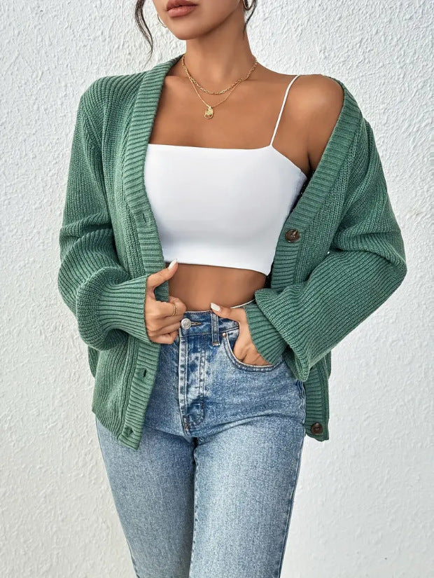 Knit Cardigan V-Neck Sweater