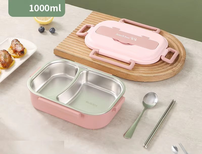 Microwaveable Stainless Steel Compartment Insulation Lunch Box with Cutlery