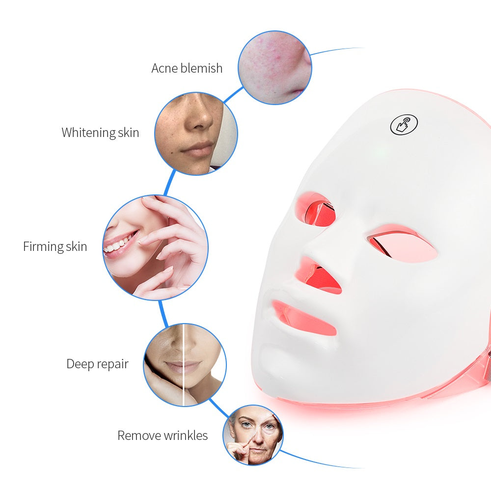 USB Rechargeable Manual Touch Test LED Mask Colorful Photon Skin Rejuvenation