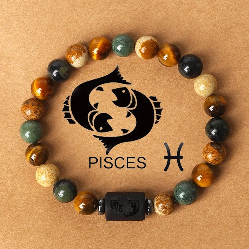 Natural Stone Beaded Tiger Eye Choose your Zodiac Sign | Attract Abundance Bracelet
