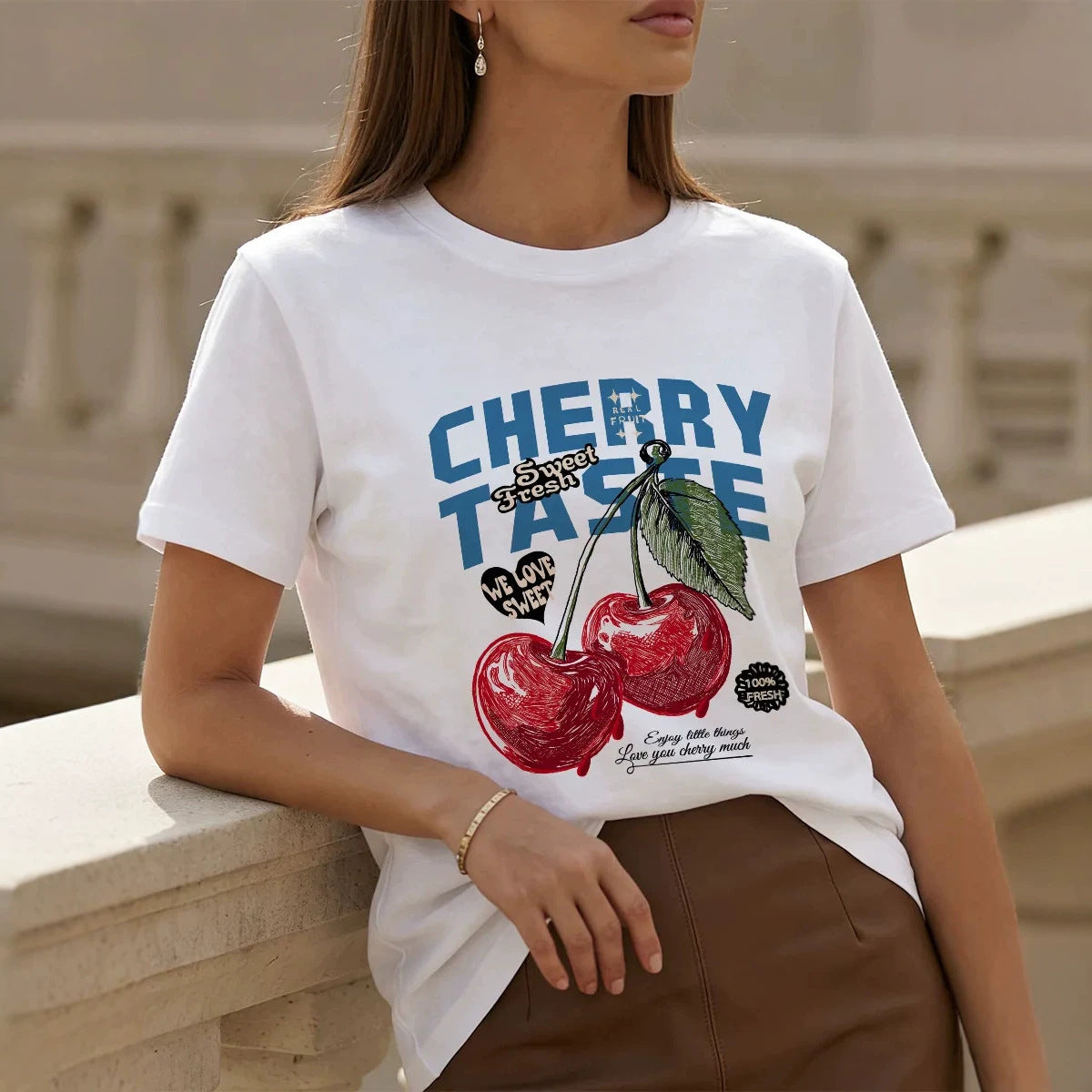 Cherry Letter Printed Tee