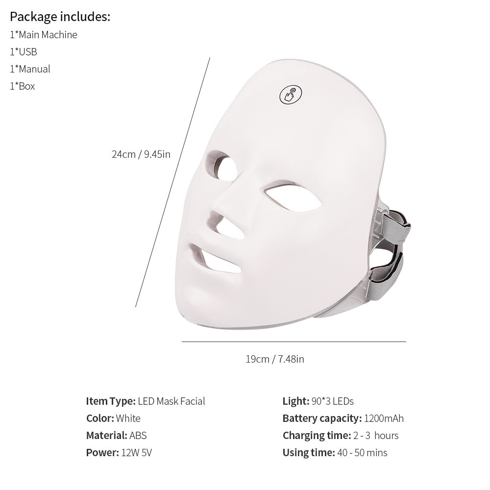 USB Rechargeable Manual Touch Test LED Mask Colorful Photon Skin Rejuvenation
