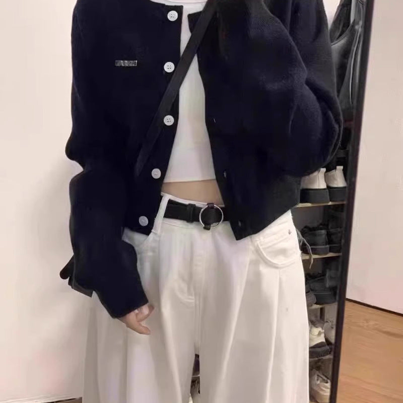 Knitted Sweater Long Sleeve Top Short Cardigan