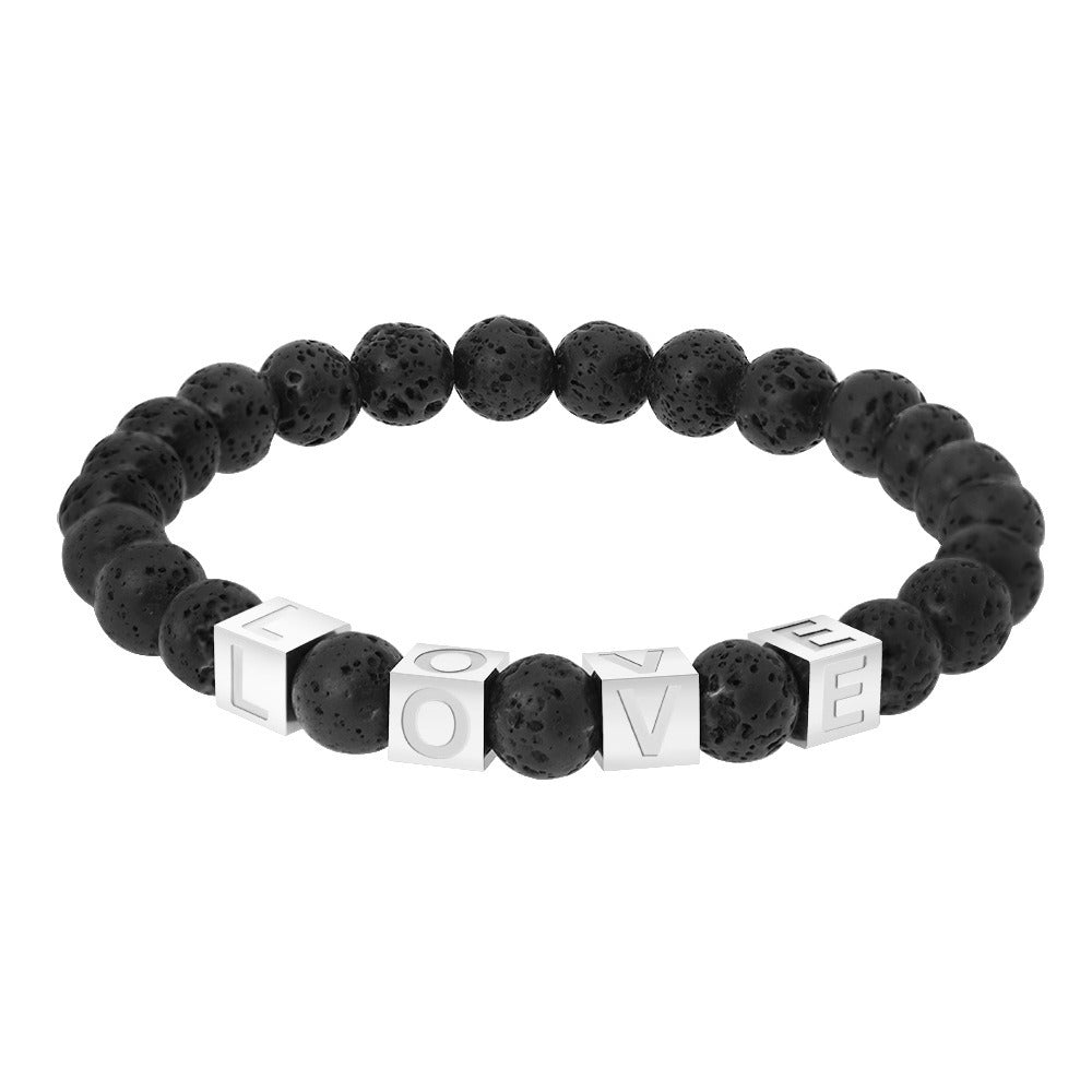 Natural Stone Love Volcanic Stone Bead