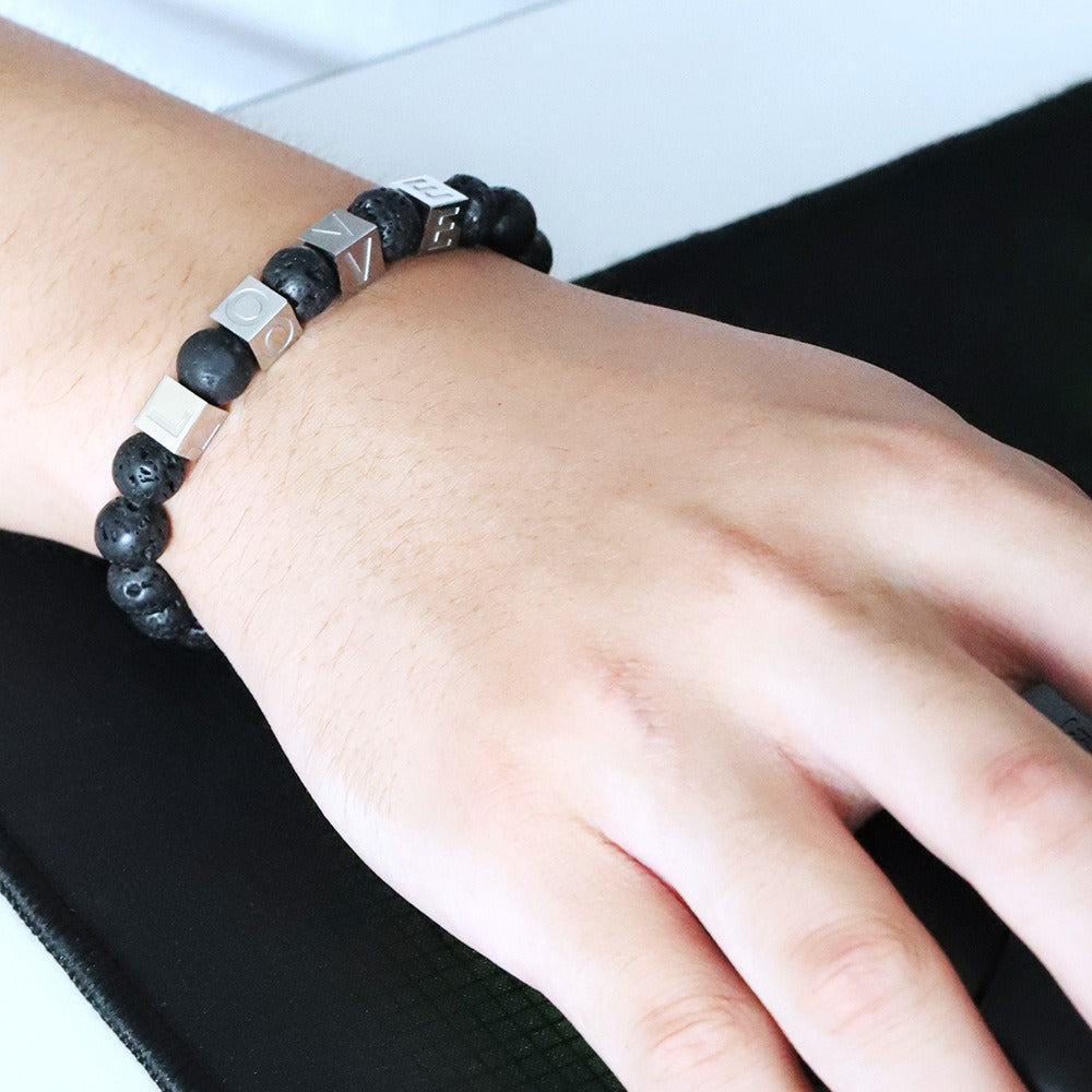 Natural Stone Love Volcanic Stone Bead