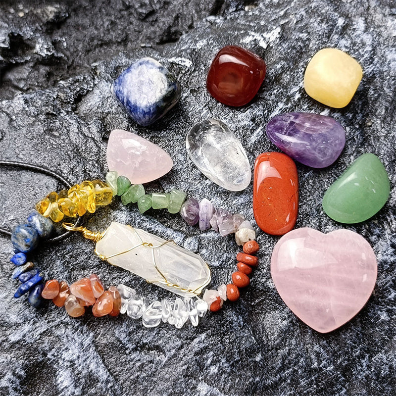 11Pcs Set Natural Healing Crystal Stone Chakras Bracelet