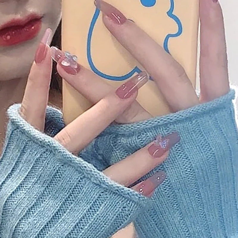Aurora Butterfly Manicure Wearing False Nail Patch