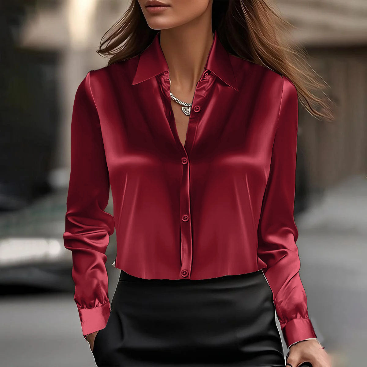 Long sleeved Lapel Top