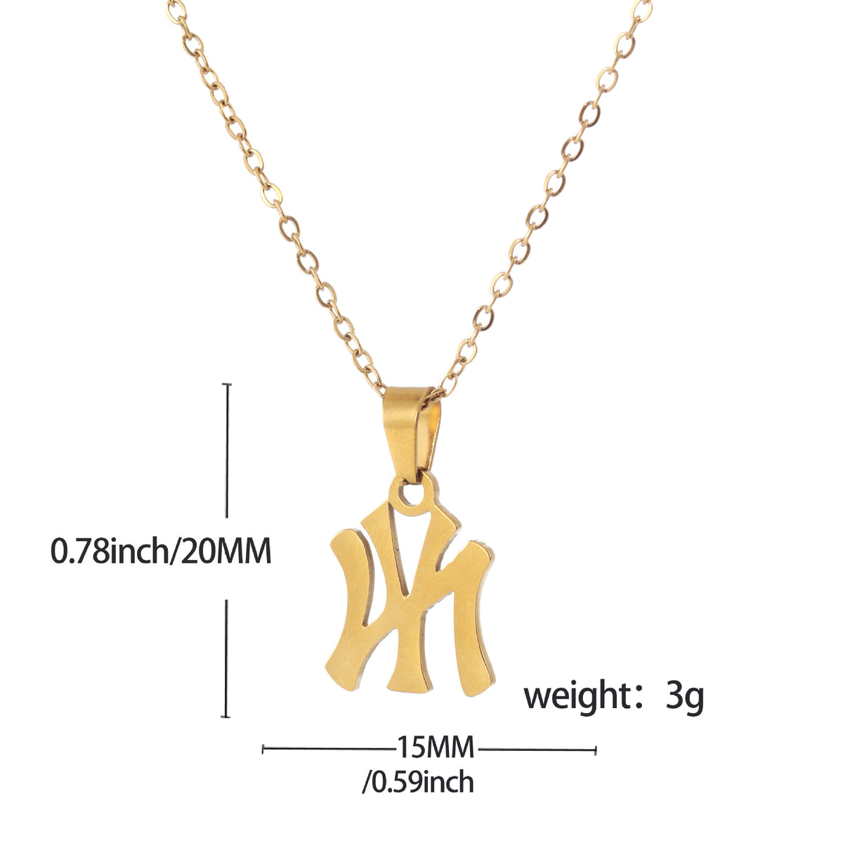Stainless Steel Letter Pendant Necklace