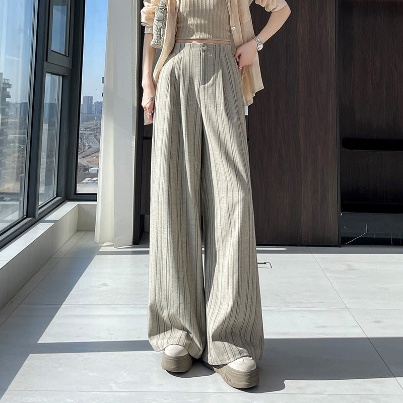 Striped Wide-Leg Casual Pants