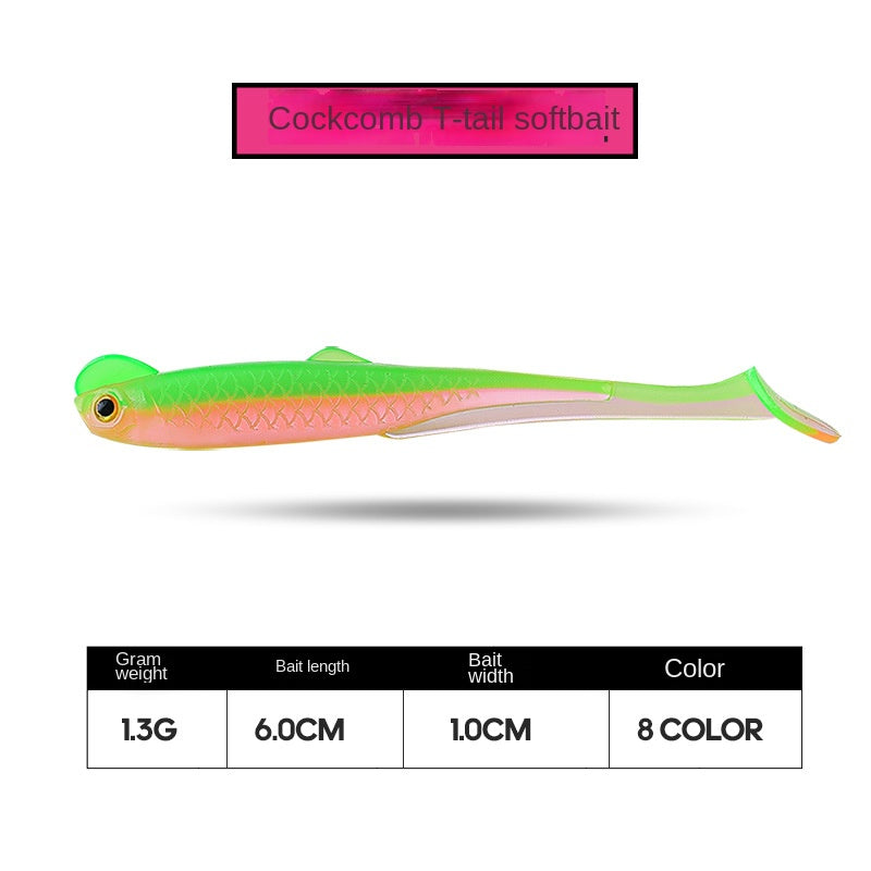 Artificial Bait Rooster Tail Soft Bait 6cm 1.3g Dual-Color Soft Fish