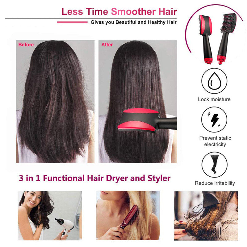 2-In-1 Hot Air Comb Straight Dual Purpose Hair Dryer Comb with Negative Ion