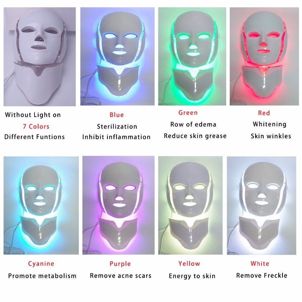 7-Color LED Face And Neck Light Therapy Mask