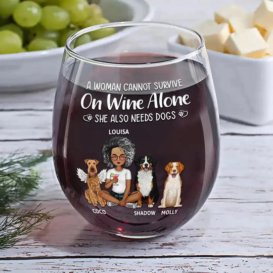 Dog Mom and Dog Dad - Personalized Stemless Wine Glass