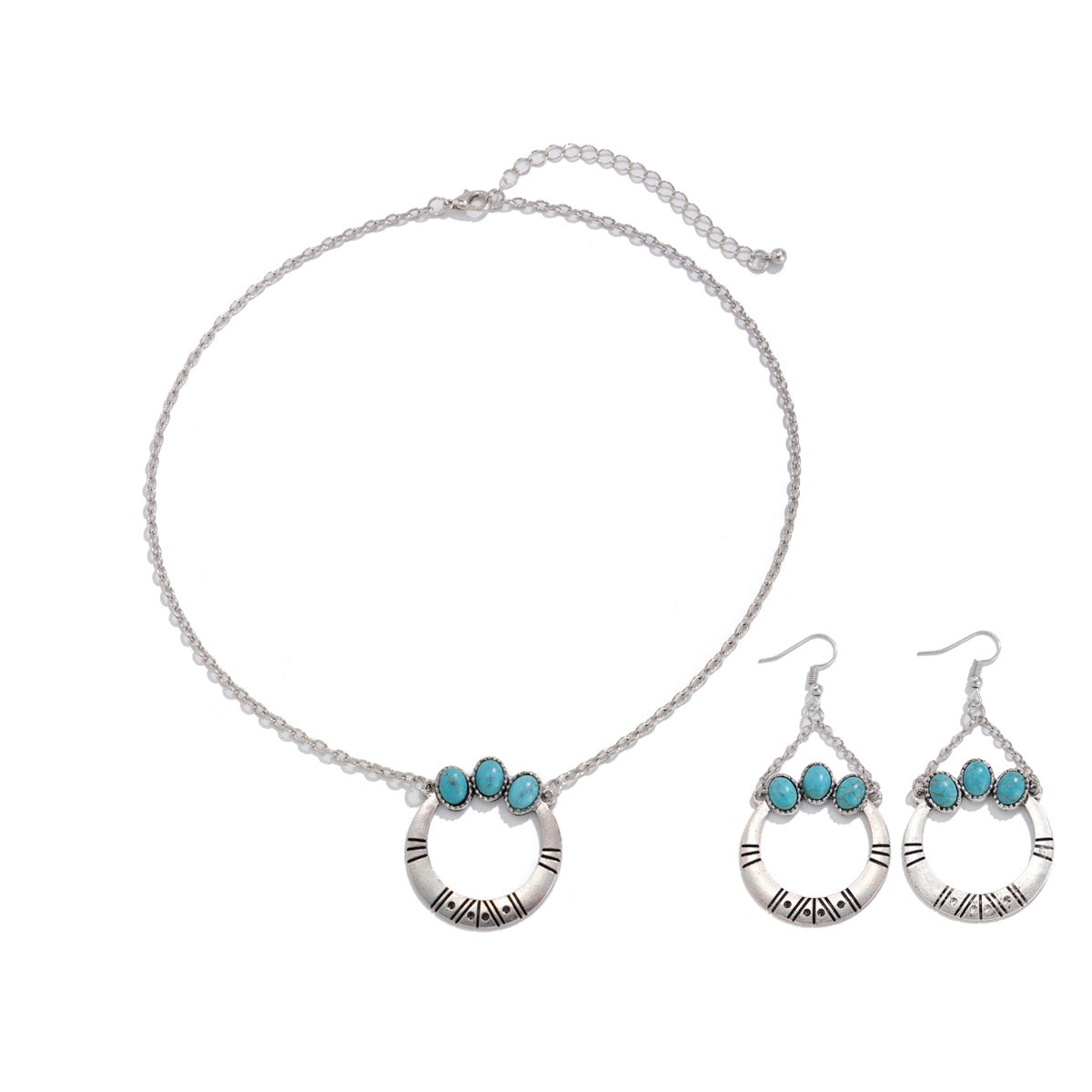 Natural Stone Coconut Tree Necklace and Earing