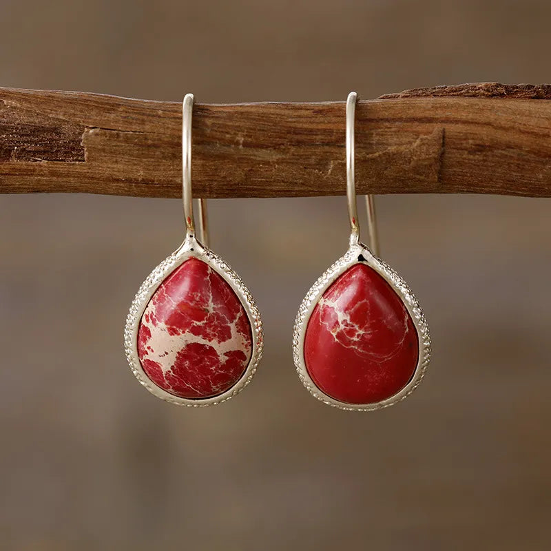 Natural Stone Teardrop Shape Earrings