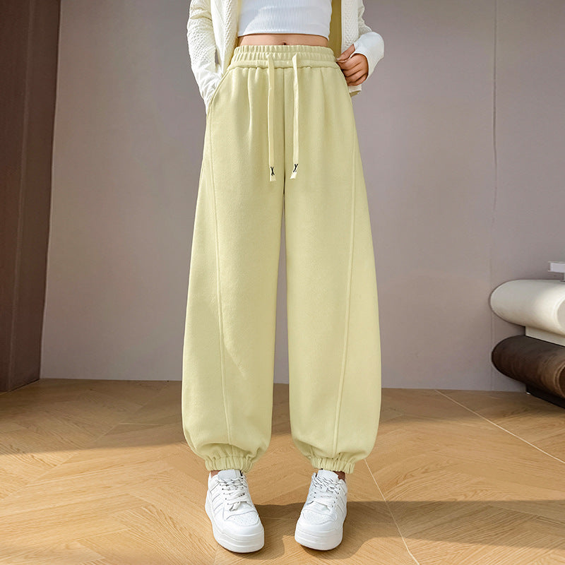 Sports Sweatpants High Waist Slimming Cuffed