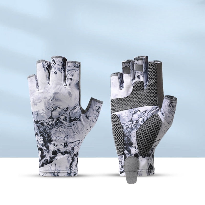 Fishing Half Finger Road Gloves Sweat Absorbent and Breathable Anti-slip and Anti Stab