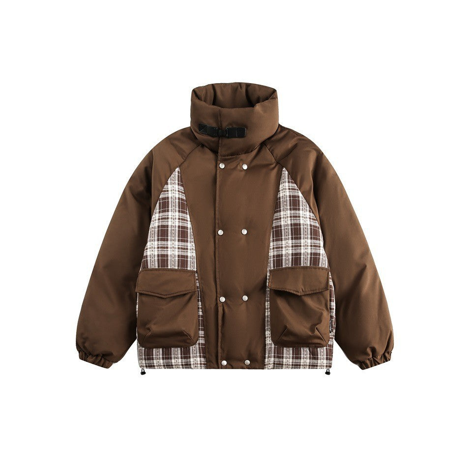 Patchwork Plaid Design Winter Jacket