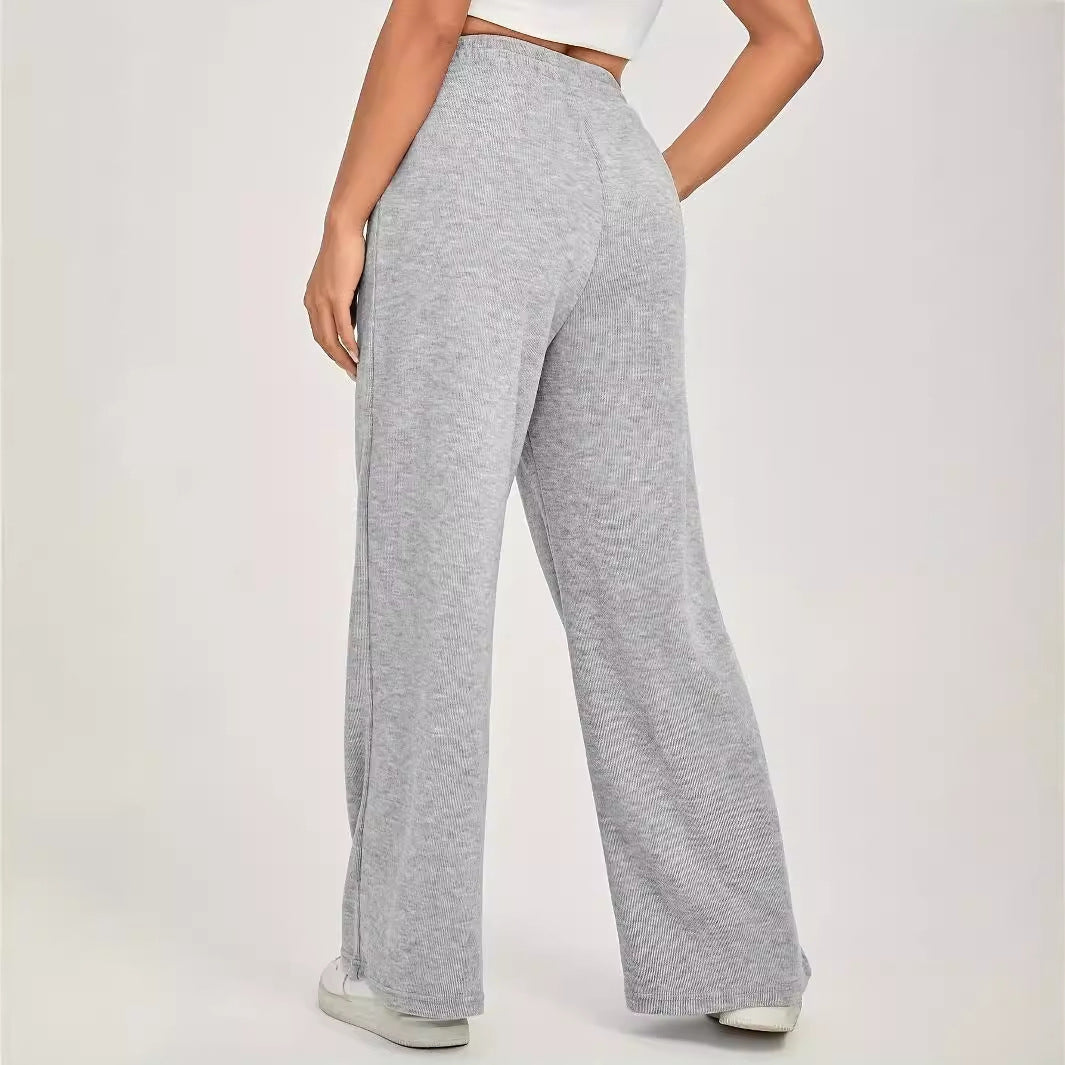 Solid Color High Waisted Wide Leg Pants
