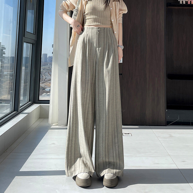 Striped Wide-Leg Casual Pants