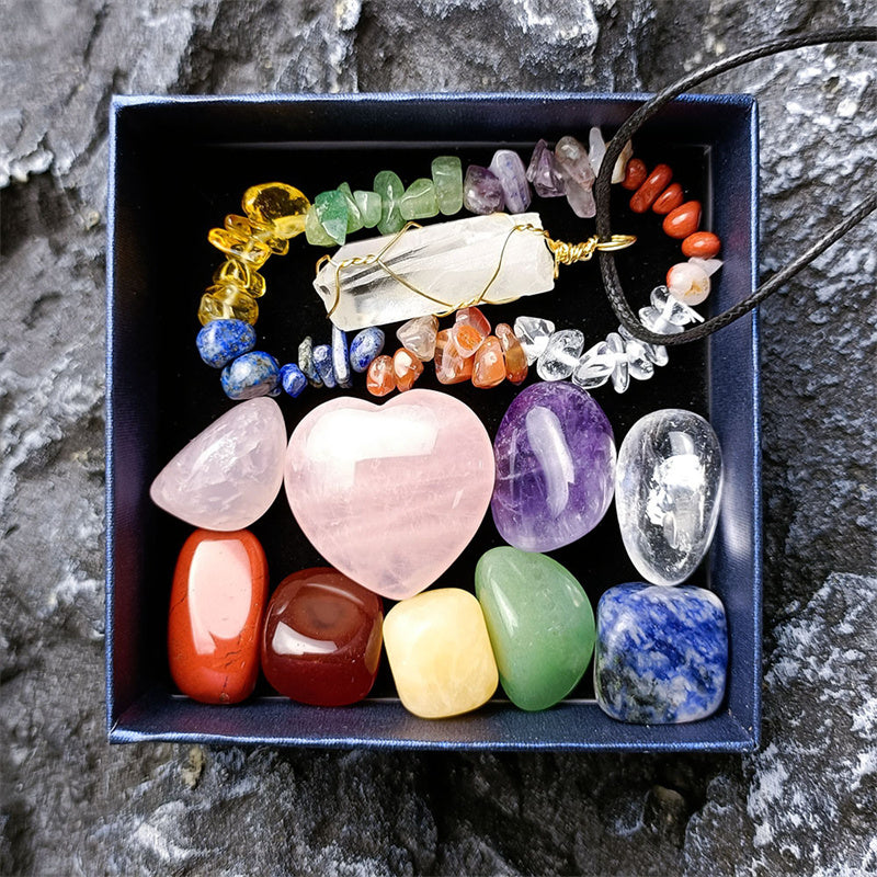 11Pcs Set Natural Healing Crystal Stone Chakras Bracelet
